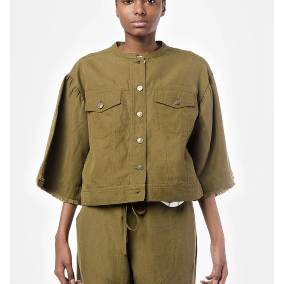 ULLA JOHNSON Kloe Jacket in Olive Military Size 10 - Picture 1 of 12